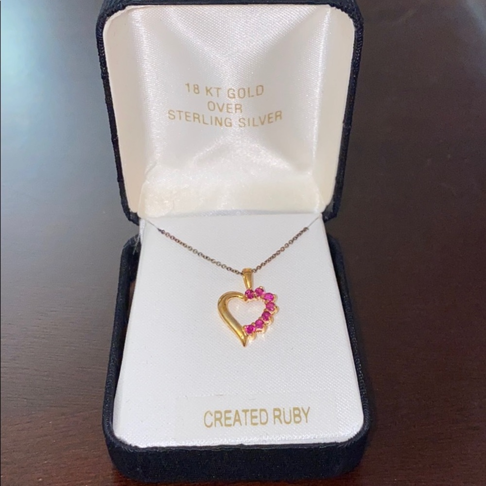 Created ruby heart necklace - Picture 2 of 3